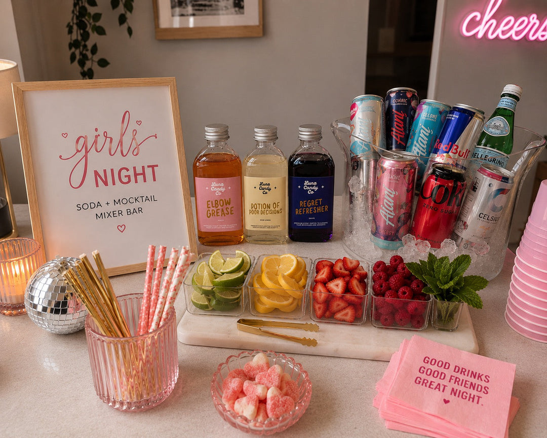 Girls Night Out Soda Mocktail Bar Set Up