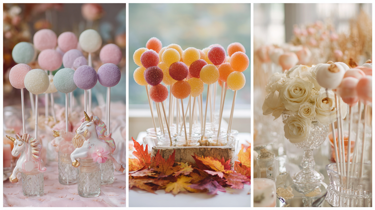 Lollipops as favors and centerpieces