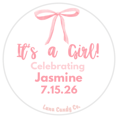 Custom label design preview #2 for It's a Girl baby shower lollipop favors
