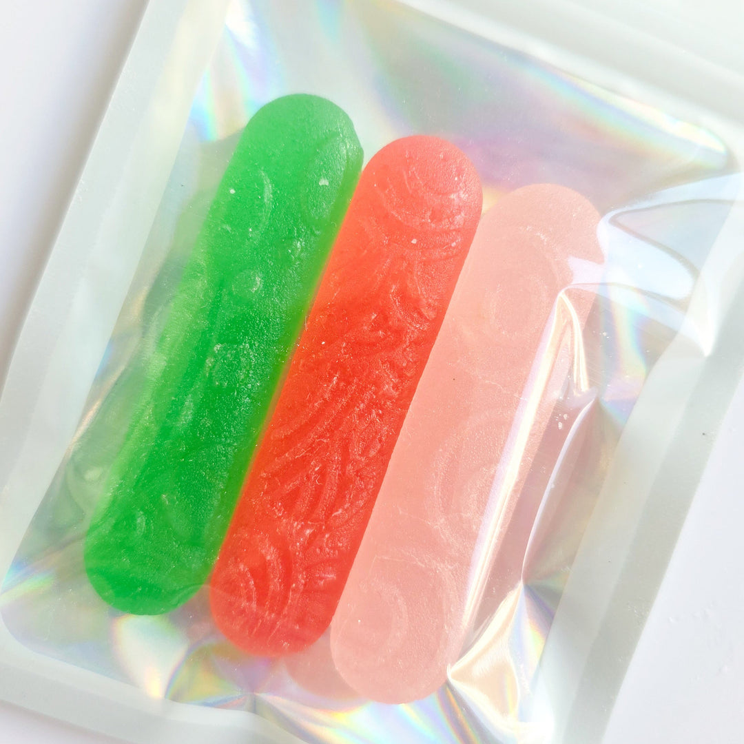 three hard candy dipper sticks