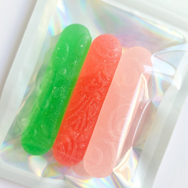 three hard candy dipper sticks