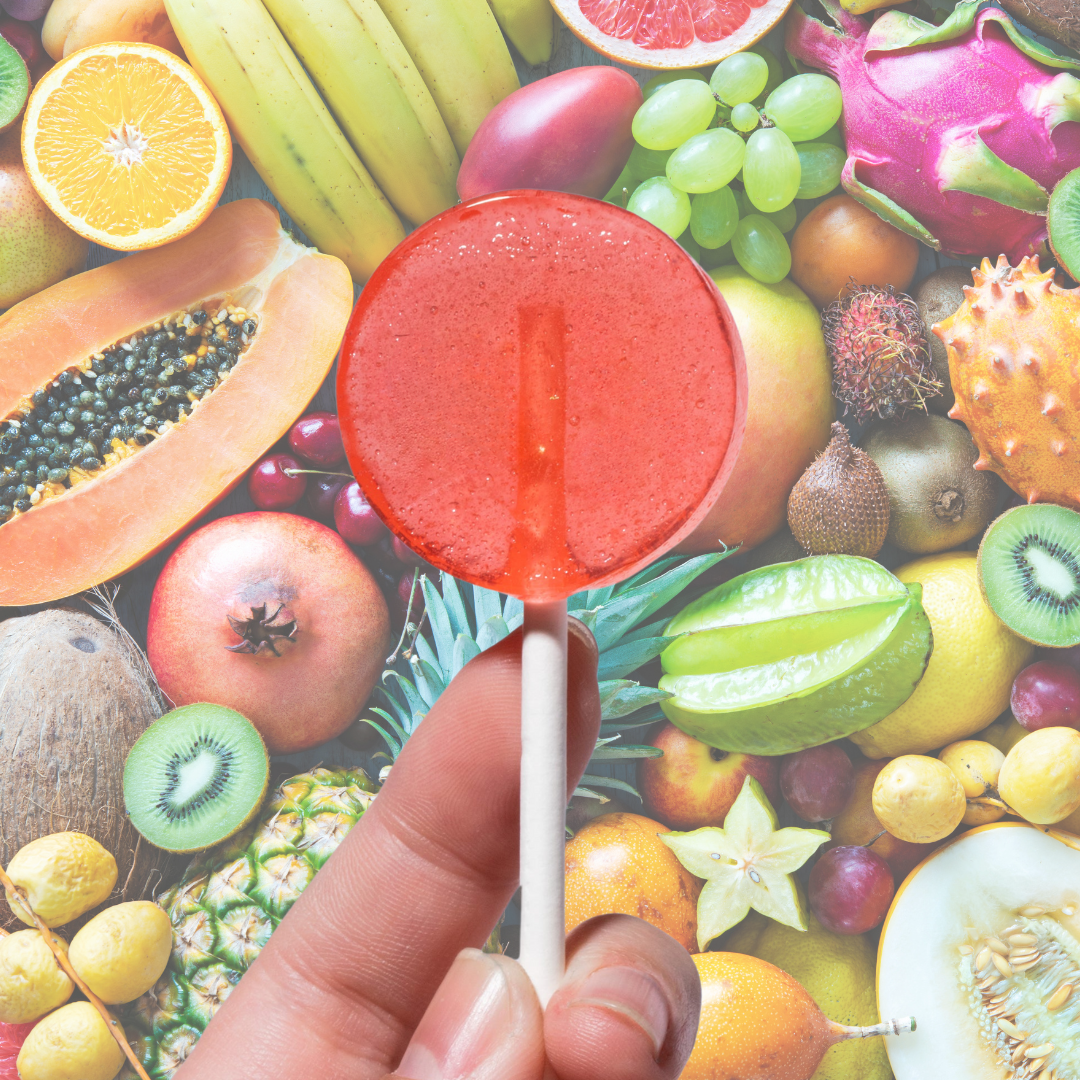 Fruit-flavored lollipops